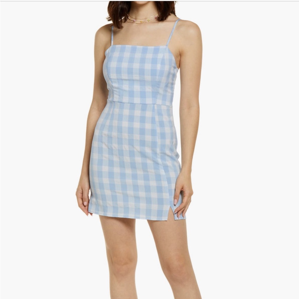 BP. Plaid Square Neck Sundress